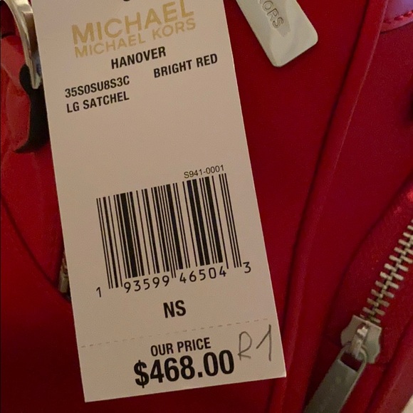 Michael Kors Hanover Large Satchel Red Canvas - Picture 8 of 8